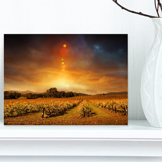 Designart - Yellow Autumn Vineyard Sunset